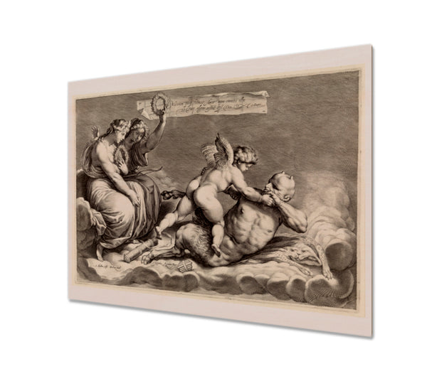 Love overpowers Pan by Jacob Matham, 1594-1598